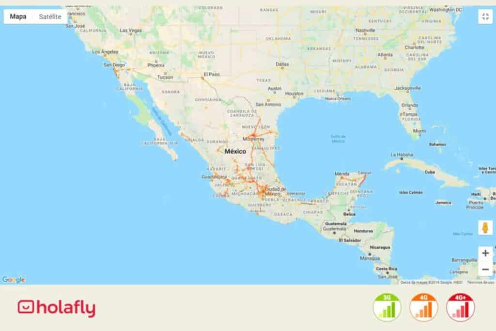 Karte mit Netzabdeckung von Nextel in Mexiko