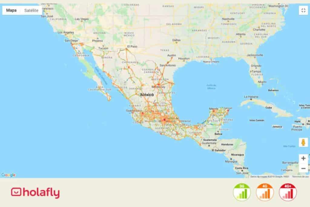 Karte mit Netzabdeckung von Telcel in Mexiko